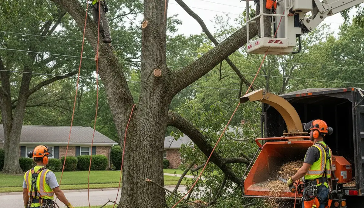 Emergency tree removal in Oklahoma City, OK after storm damage