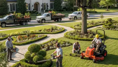 Oklahoma City landscaper improving a yard with professional tree care and maintenance services