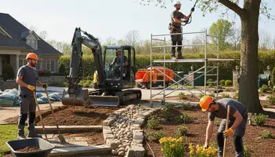 Arbor Tree Care landscaping crew servicing a yard in Oklahoma City, OK