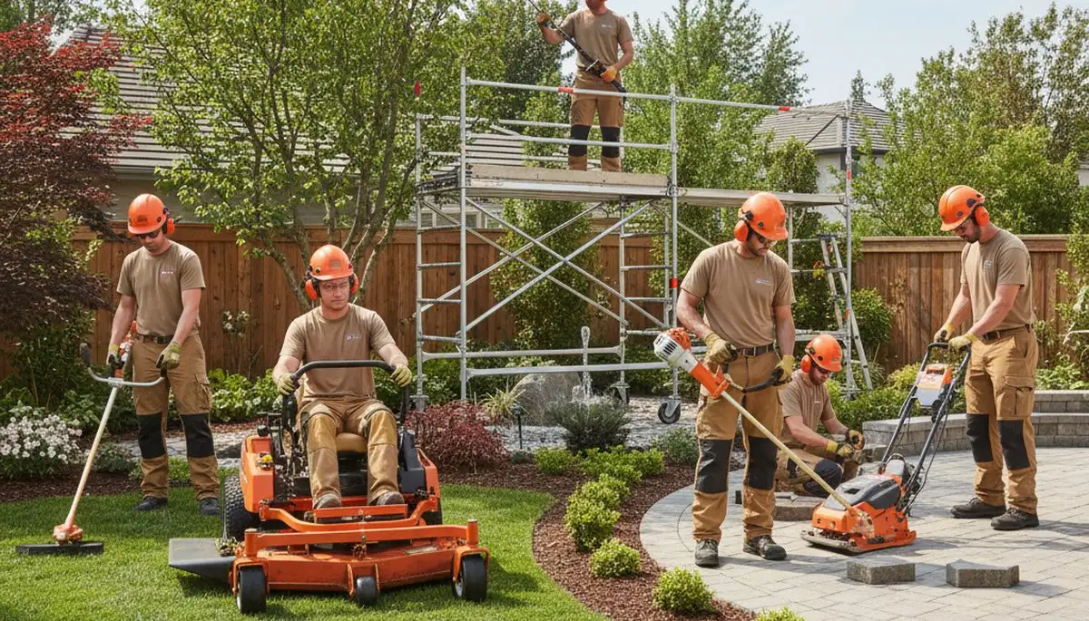 Oklahoma City, OK tree service crew providing landscaping and tree care for local residential yards