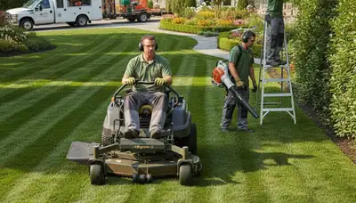 Oklahoma City tree service crew trimming trees for residential lawn care maintenance
