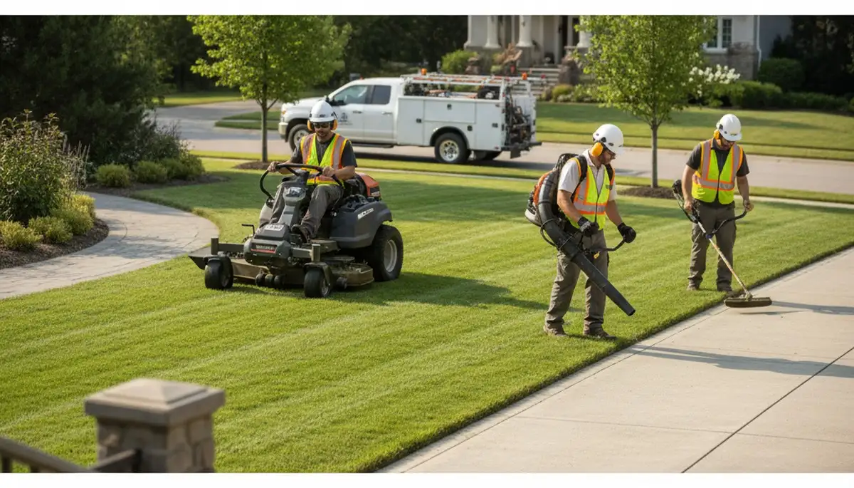 Oklahoma City, OK tree service crew providing lawn care and tree maintenance for local properties