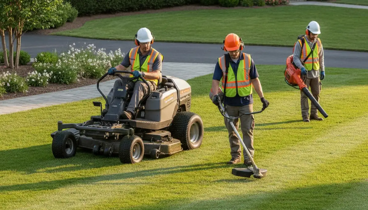 Arbor Tree Care lawn service team in Oklahoma City, OK maintaining healthy turf for a residential property