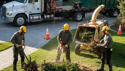 Arbor Tree Care removing overgrown shrubs in Oklahoma City, OK