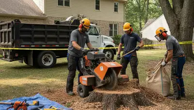 Oklahoma City stump removal service by Arbor Tree Care with professional tree care equipment