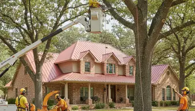 Tree service crew in Oklahoma City, OK trimming a tree for safe, professional care