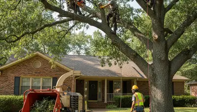 Tree service crew in Oklahoma City, OK performing professional tree care and removal work